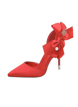 Pearl Pointed Satin Bow Sandals