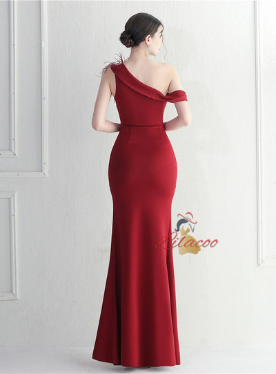 Mermaid One Shoulder Split Prom Dress