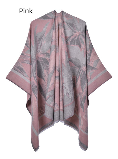 National Double-sided Fringed Split Shawl