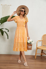 Summer V-neck Printed Chiffon Stitching Dress
