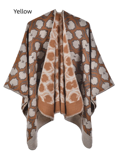 Retro Flower Warm Shawl Cloak