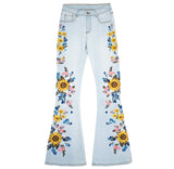 Heavy Industry Embroidery Trumpet Jeans Pants