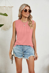 Solid Color Round Neck Sleeveless Vest T-shirt