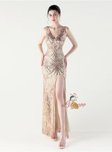 Mermaid Sequins V-neck Prom Dress