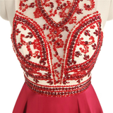 Red Chiffon Beading Crystal Homecoming Dress