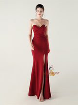 Sexy Mermaid Strapless Pleats Prom Dress