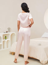 Silk-like Short Top Trousers Suit