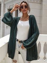Solid Color Cardigan Flared Sleeve Sweater