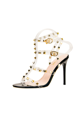 Patent Leather Metal Rivet Transparent Sandals
