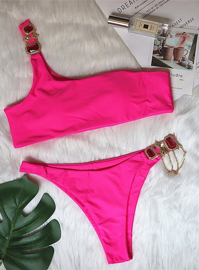 Luxury Crystal Diamond Chain Swimsuit