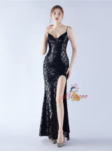 Mermaid Sequins Spaghetti Straps Split Prom Dress