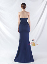 Mermaid Strapless Split Pleats Prom Dress