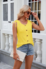 Solid Color Round Neck Button Drawstring T-Shirt