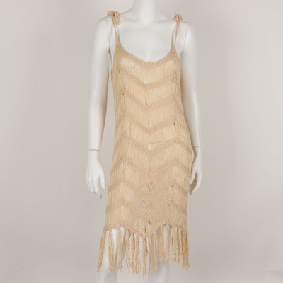 Knitted Suspender Long Tassel Woven Openwork Dress