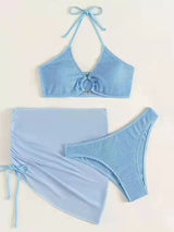 Sexy Solid Color Split Bikini Three-piece Suit