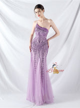 Mermaid Sequins One Shoulder Beading Prom Dress