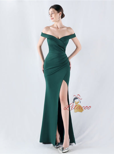 Mermaid Off the Shoulder Pleats Prom Dress