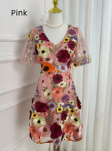 Heavy Three-dimensional Flower Slim Dress