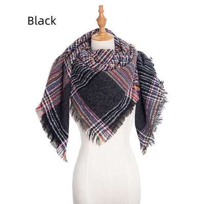 Autumn and Winter Plaid Triangle Scarf