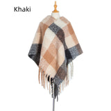 Fringed Pullover Cloak Thickened Color Plaid Shawl