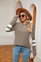 Round Neck Stitching Loose Long Sleeve T-shirt