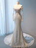 White Mermaid Long Sleeve Appliques Wedding Dress