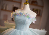 Green Tulle Strapless Flower Homecoming Dress