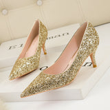 Thin High-heeled Pointed Sequined Shoes