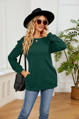 Solid Color Round Neck Casual Long Sleeve T-shirt