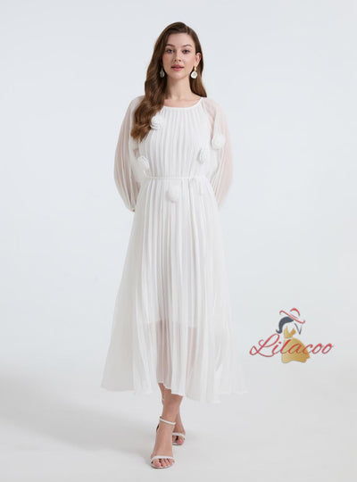 Palace Three-dimensional Flower Pleated Dress