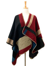 Thickened Cashmere Retro Plaid Shawl Cloak