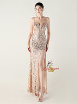 Mermaid Sequins Spaghetti Straps Beading Prom Dress