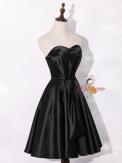 Black Satin Sweetheart Homecoming Dress