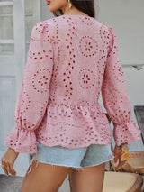 Loose Lace Solid Color Top Shirt