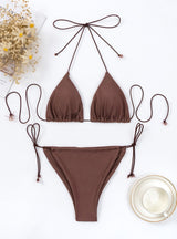 Solid Color String Strap Bikini