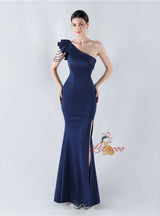 Mermaid One Shoulder Split Beading Prom Dress