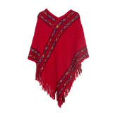 Folk Style Knitted Pullover Cloak Shawl