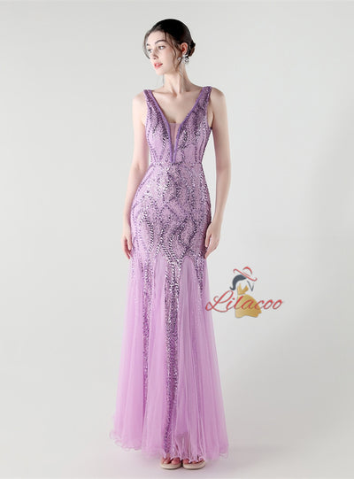 Sexy Sequins V-neck Prom Dress