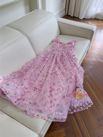 Pink Flower Sling Slim Dress