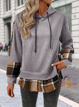 Retro Long Sleeve Plaid Stitching Fake Two Pieces Dress