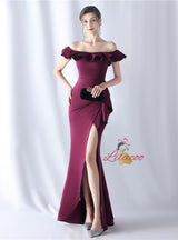 Off the Shoulder Split Prom Dress