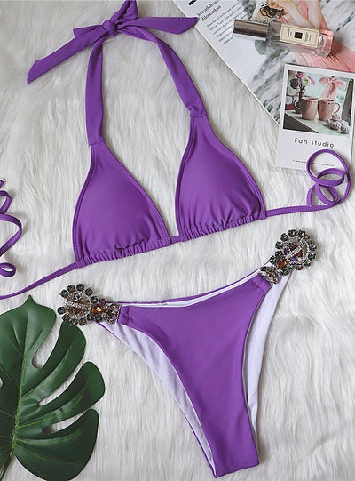 Strap Crystal Diamond Metal Accessories Swimsuit