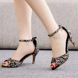 Fishbone Glass Rhinestone Stiletto Sandals