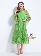 Palace Style Lace Embroidered Shirt Skirt