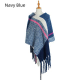 Thick Thick Tassel Color Matching Pullover Cloak