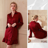 Sexy Silk Lotus Leaf Sleeve Nightgown