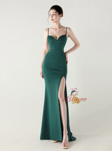 Mermaid Spaghetti Straps Beading Prom Dress