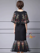 Black Lace Embroidery Mother of the Bride Dress