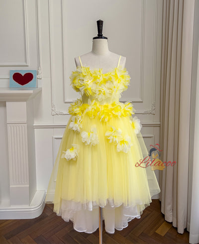 Three-dimensional Flower Mesh Sling Dress