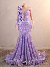 Mermaid Sequins One Shoulder Prom Dress